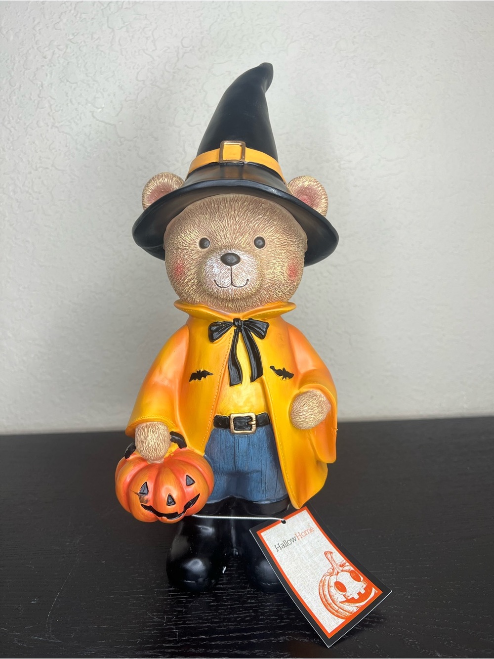 NEW HallowHome 12.5” Halloween Teddy Bear in Witch Costume Decor